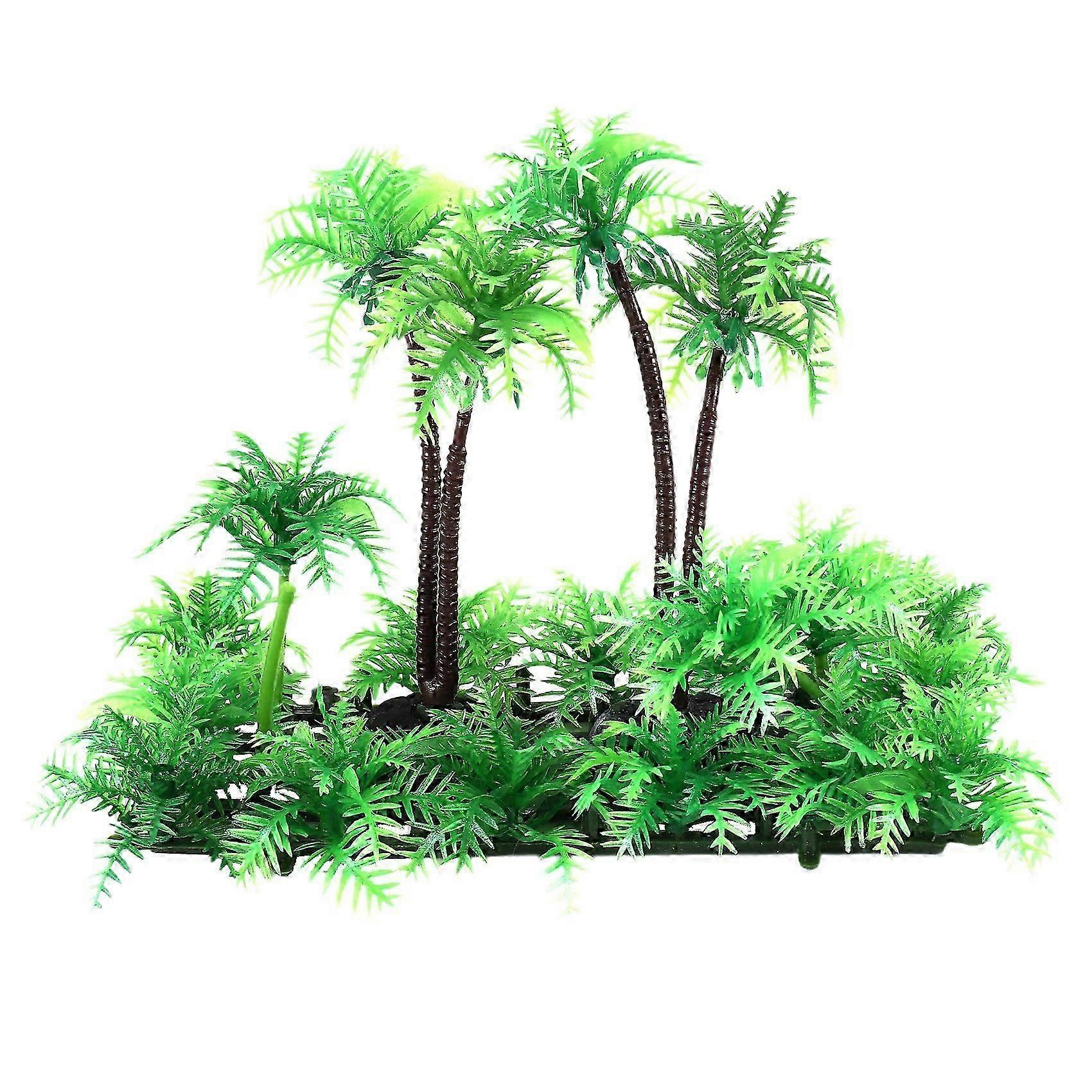 Planta de coqueiro artificial de 3,9 polegadas de altura para aquário, tanque de peixes, verde