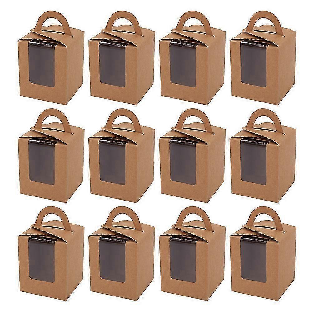 Cake Packing Boxes with Inserts for Storage 24Pcs Light Brown Cupcake Carriers