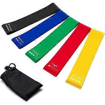 Elastic Resistance Bands Set, 5-Pack Exercise Loops with Bag for Yoga Pilates Fitness