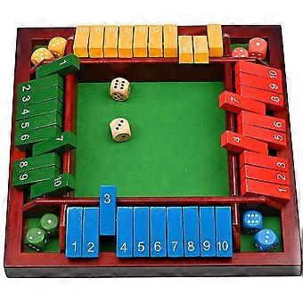 Shut The Box Dice Game Wooden Board Math Number Game Family Pub Bar 1-4 Players with 10 Colored Dice for Adults Kids 3 4 5