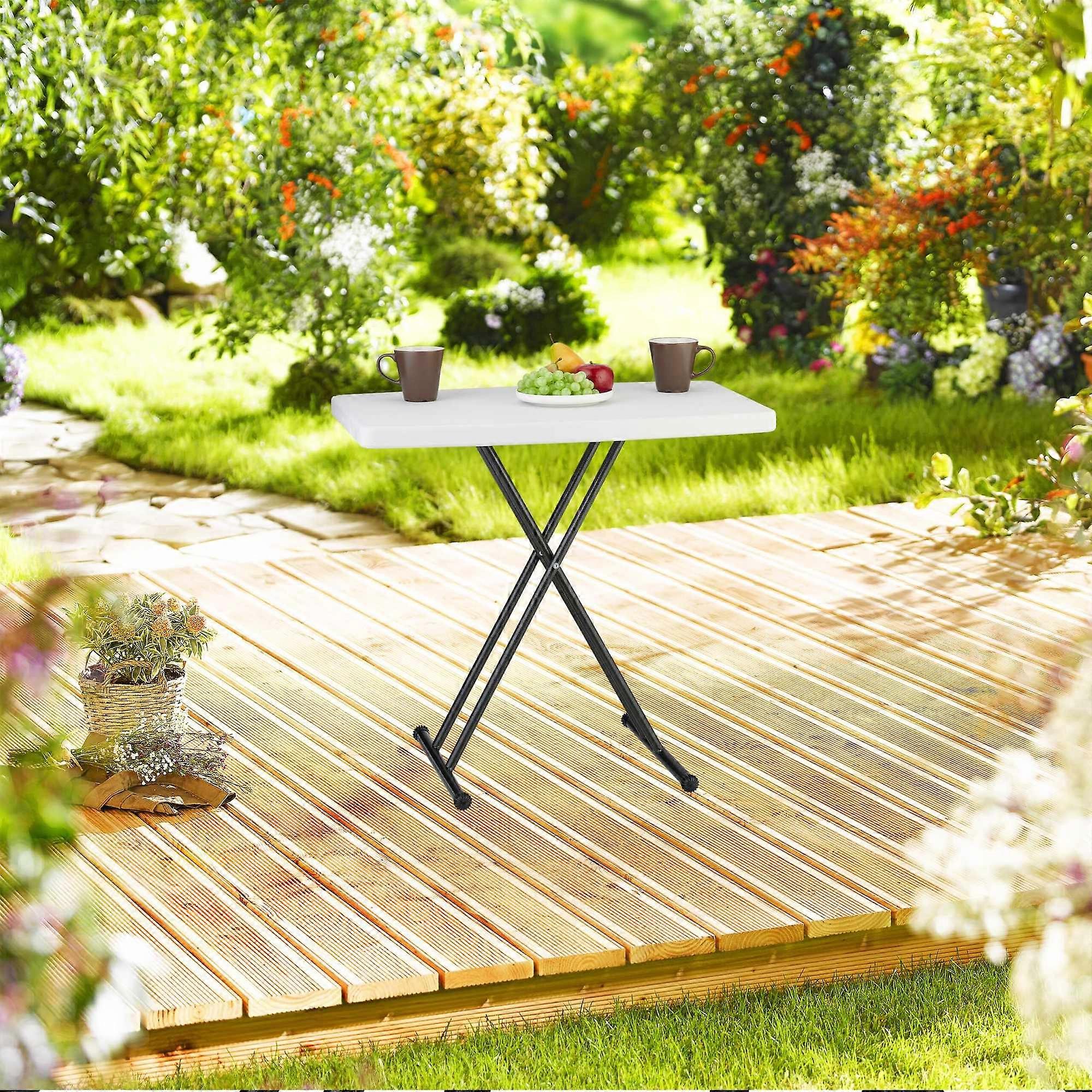 Folding garden table, height adjustable