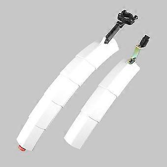 Bicycle Telescopic Folding Mudguard 27.5 Inch Extended Water Retaining LED Taillight(White)