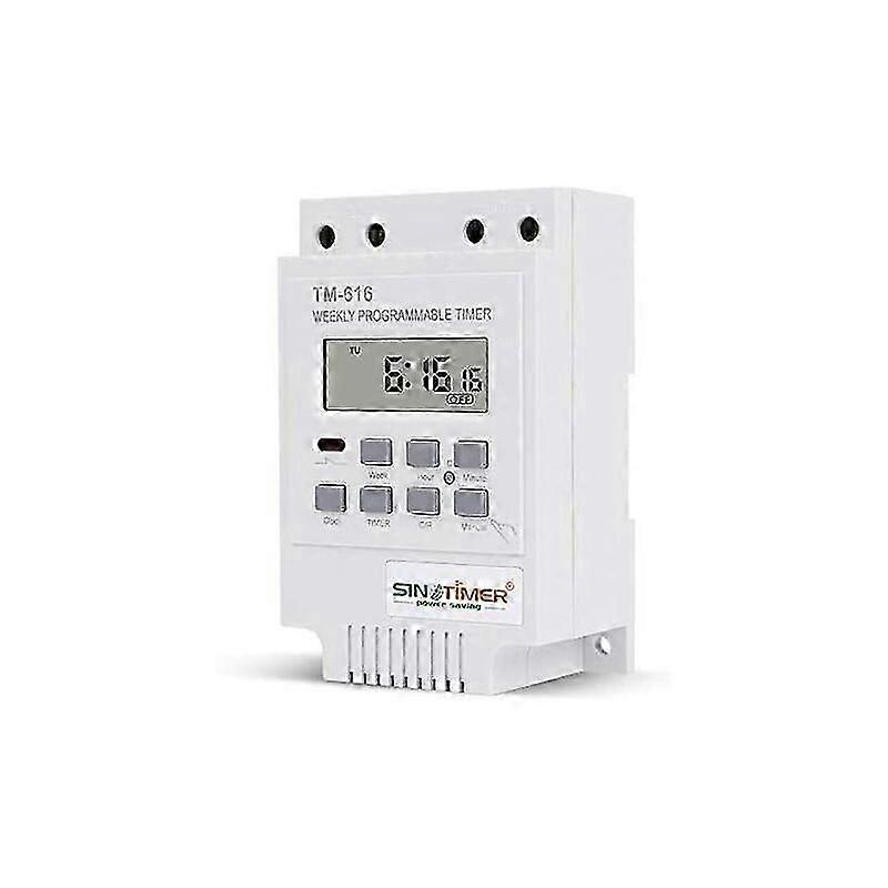 1x TM616 Relay Switch Programmer, 12V Timer Schedule Electric Weekly Digital Timer Switch with LCD Digital Display - White