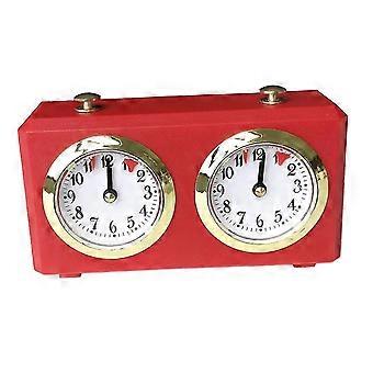 Reloj de ajedrez de torneo clásico preciso cuerda mecánica multi juegos de mesa de ajedrez reloj accesorio sin batería, rojo