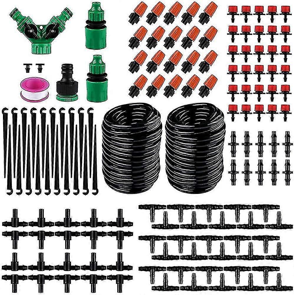 Garden Irrigation System. 30m/98ft Micro Drip Irrigation Kit Automatic Adjustable Watering