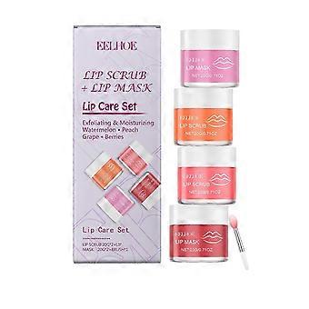 Set nutriente per la cura delle labbra con esfolianti all'anguria, pesca e uva Scrub e maschere idratanti e delicati per labbra morbide, carnose e ringiovanite