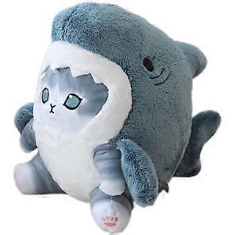 Shark Cat Plush Toy, 22cm Cute Deep-fried Shrimp Shark Kitty Plush Stuffed Animal Doll, Kawaii Shark Cat Plush Pill [XR]