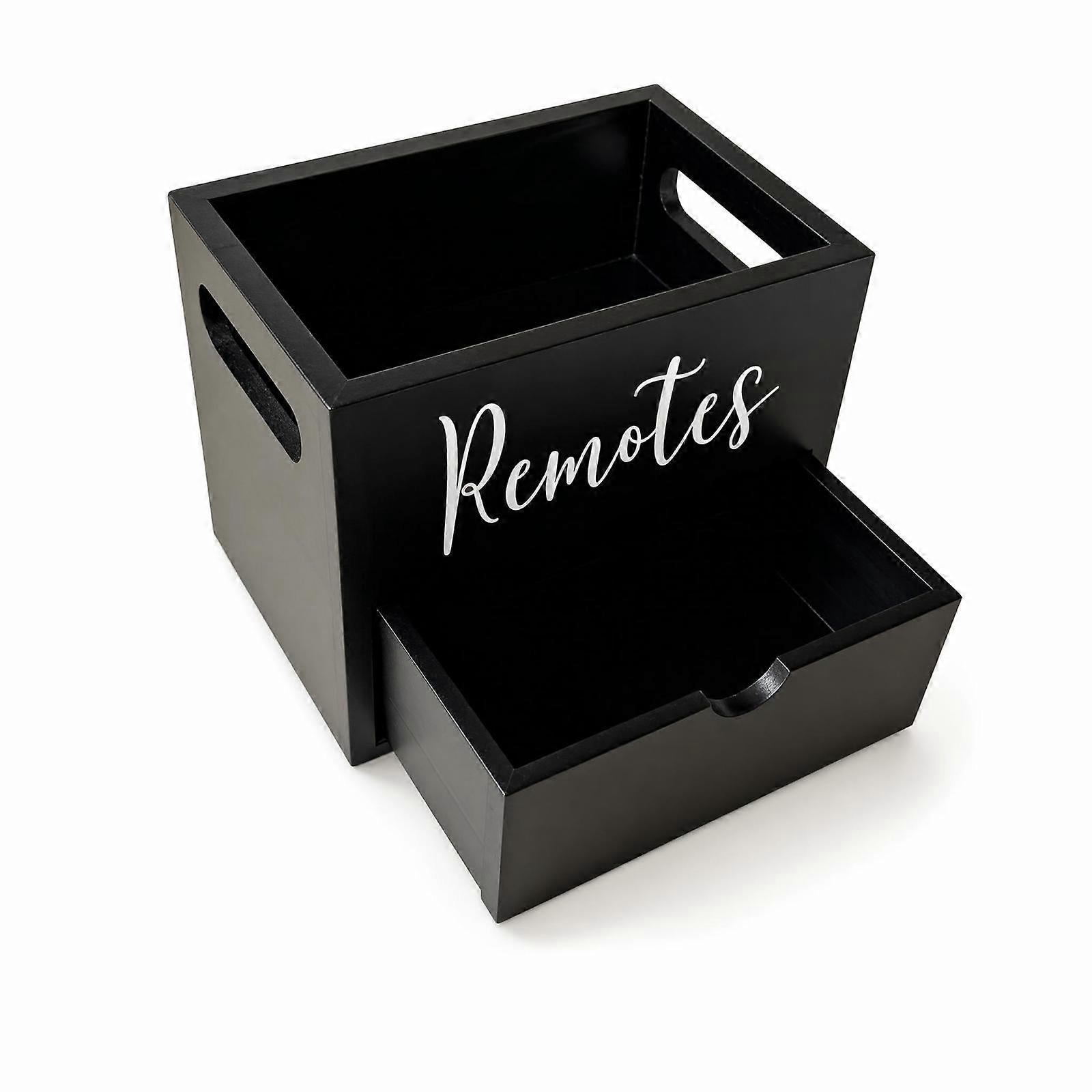 Organizer with Drawer Rectangular Control Holder with Drawer Open Top Wooden