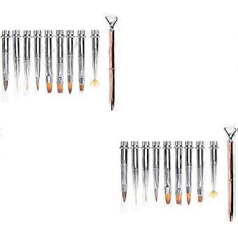 Nail Art Brush Set 2Pcs for Nail Art Use in Rose Gold