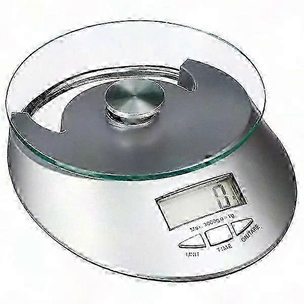 Digital Kitchen Scale - Glass & Metal Gray