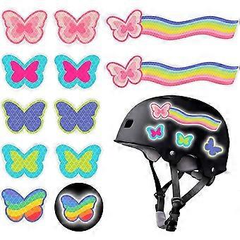 12-pack of reflective stickers, high visibility, reflective warning stickers, suitable for safety helmets, bicycles and helmets.