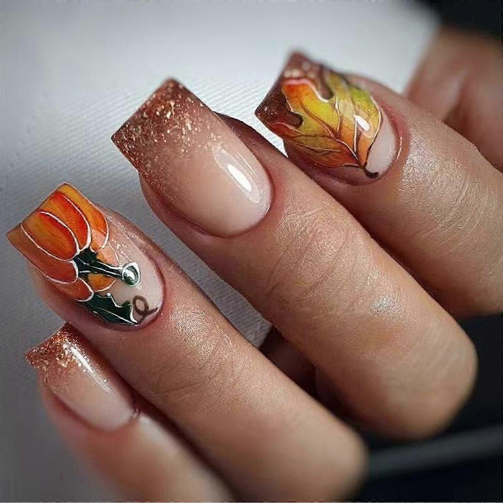 Golden Scintillate Fall Press-On Tips