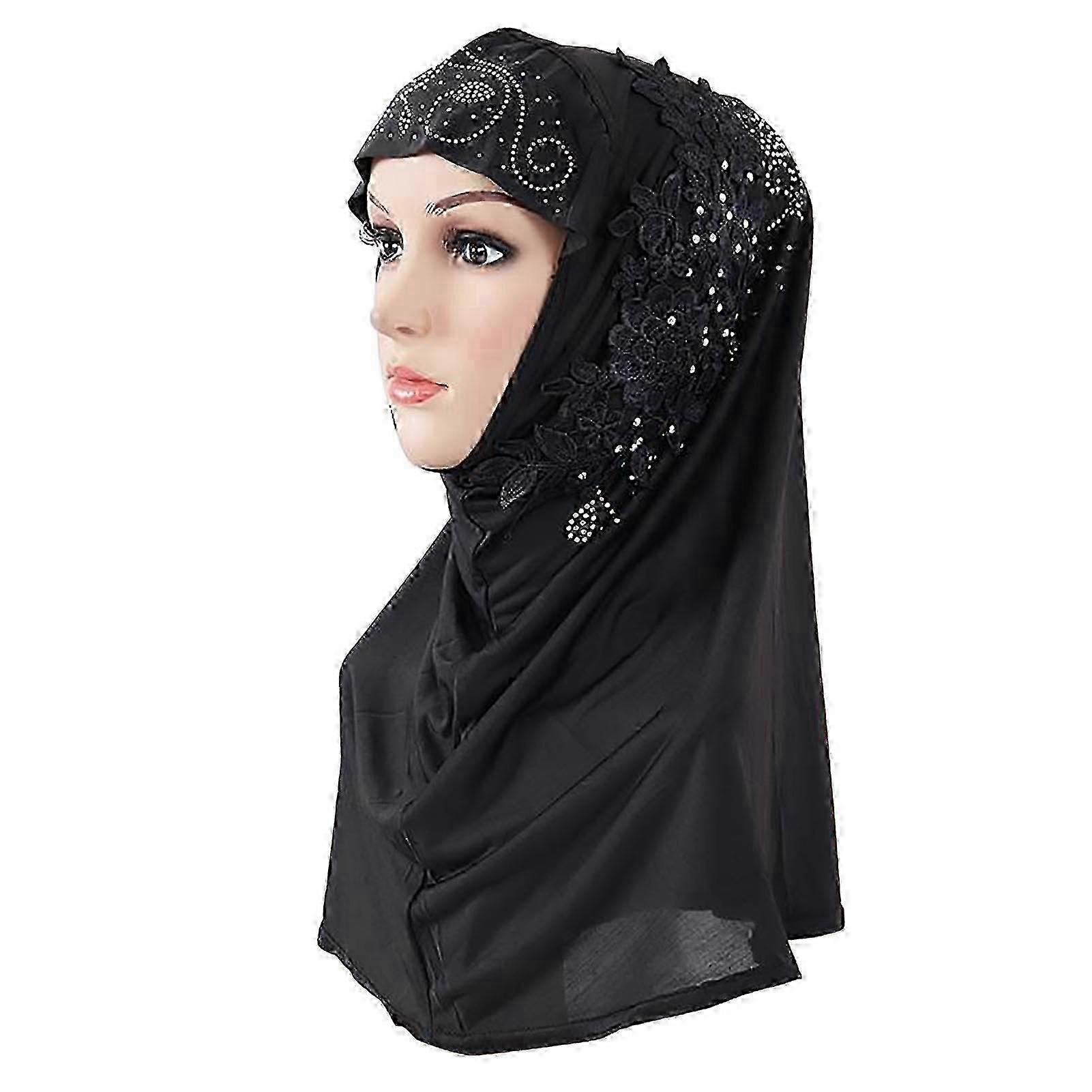 Solid Colour Rhinestone Hijab Scarf