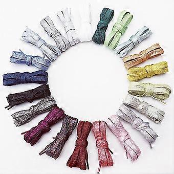 1 Pair Glitter Shoelaces Colorful Gold Silver Shiny Flat Laces for Athletic Sneakers Shoes Boot 1CM Width Shoelace Strings