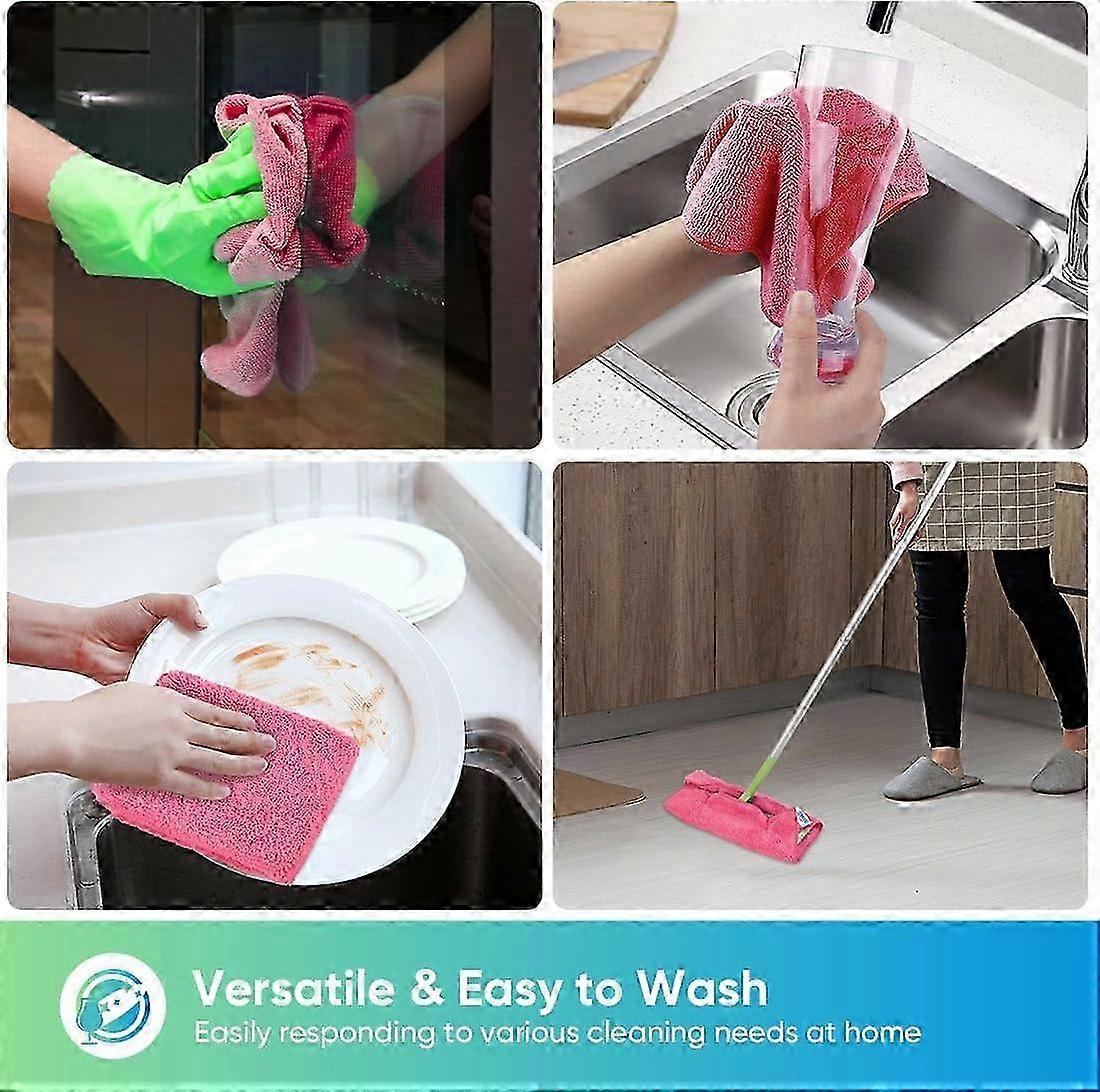 12 Pink Microfiber Cleaning Towels Pack
