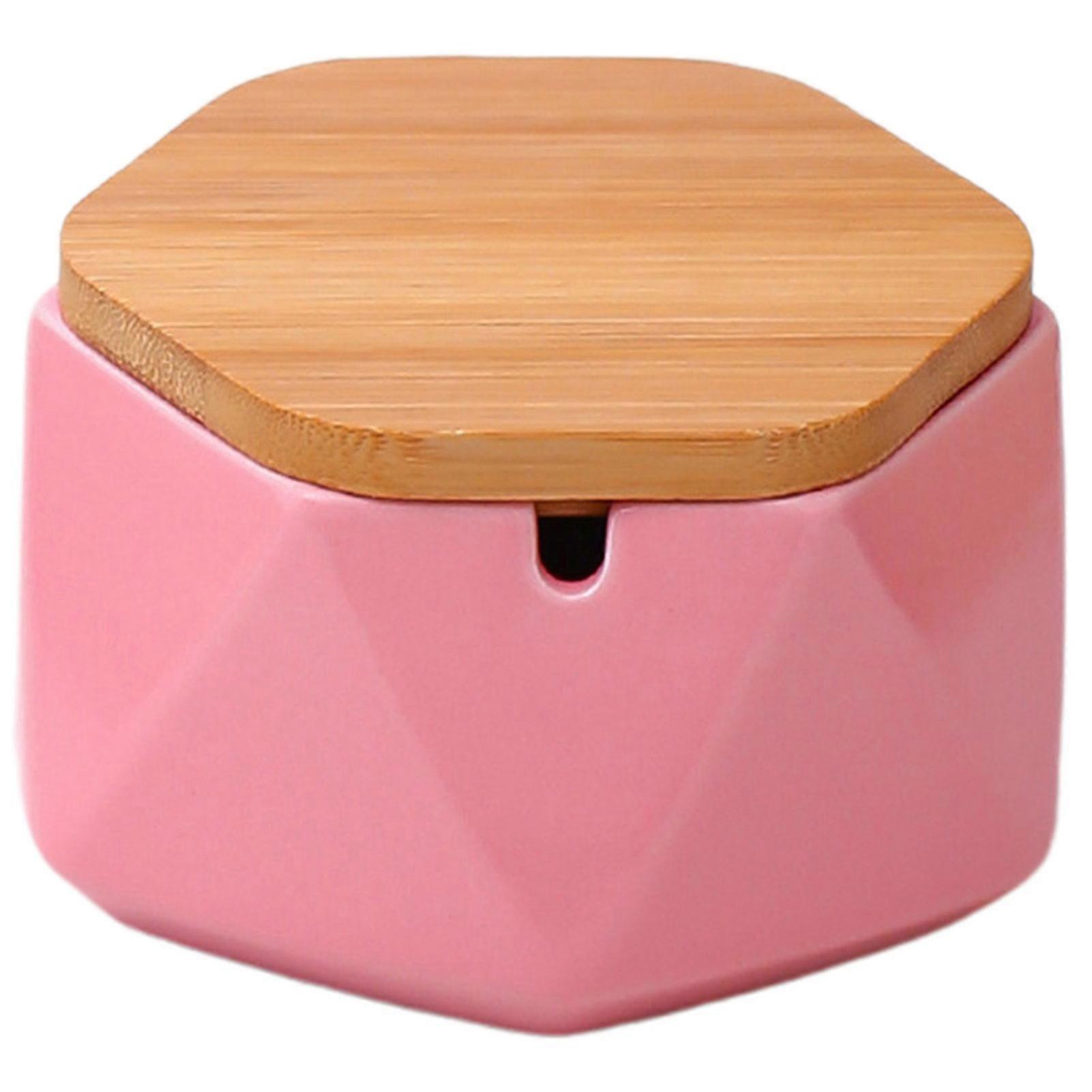 Deep-Ceramic Ashtray with Bamboo Cover