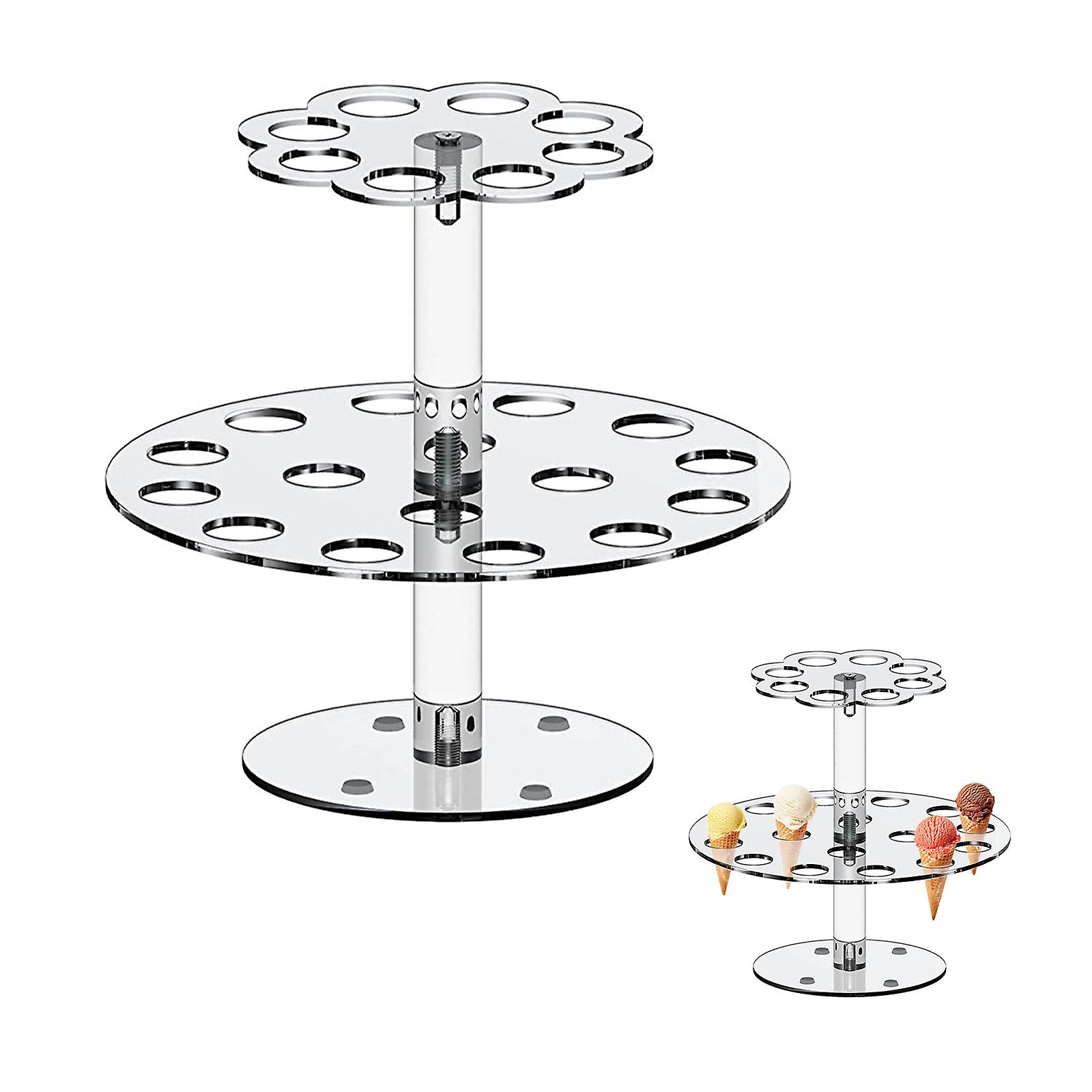 Nouveau Hot Popcorn Cone Rack Ice Cream Stand pour Milk Tea Shop Cake Tools Safe 16-24 trous Ustensiles de cuisine Cadre de support en acrylique