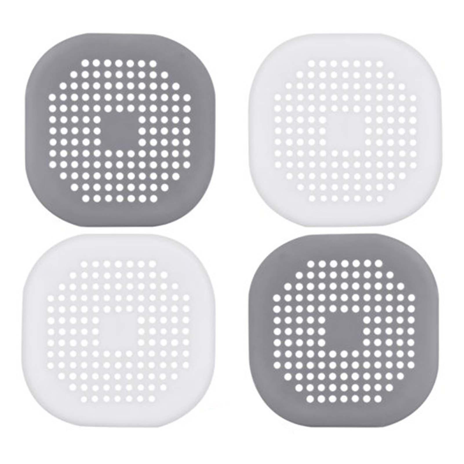 4 Pcs Drain Hair Catcher Universal Silicone Drain Filter With Suction Cup Mount