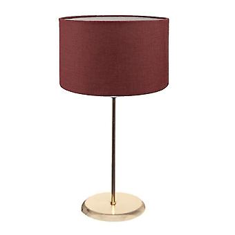 Lampshade Table Lamp Gold Metal Body, Burgundy Cylinder Head