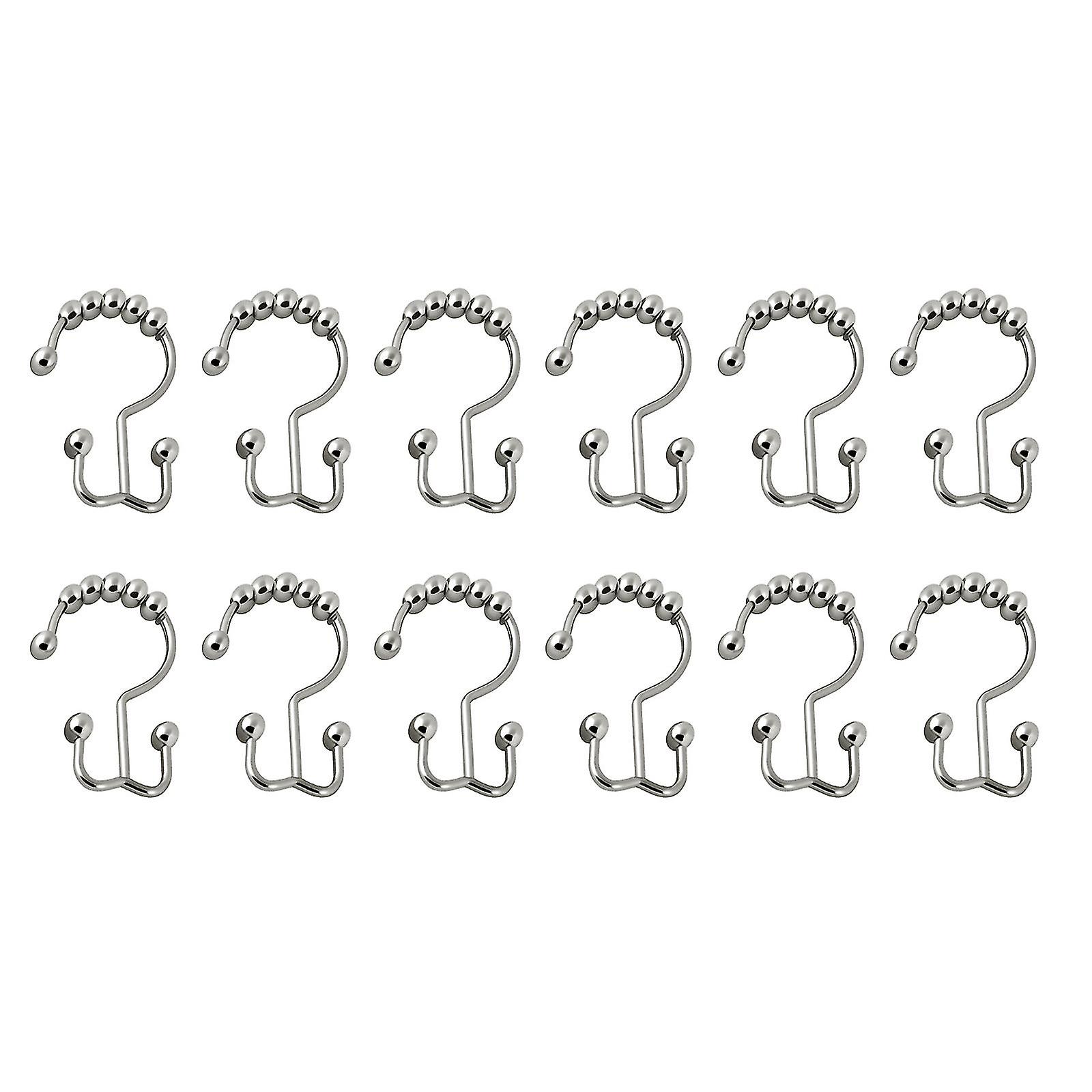 12 Pcs Dual Rust-resistant Shower Hooks Rustproof Glide Shower Curtain Rings