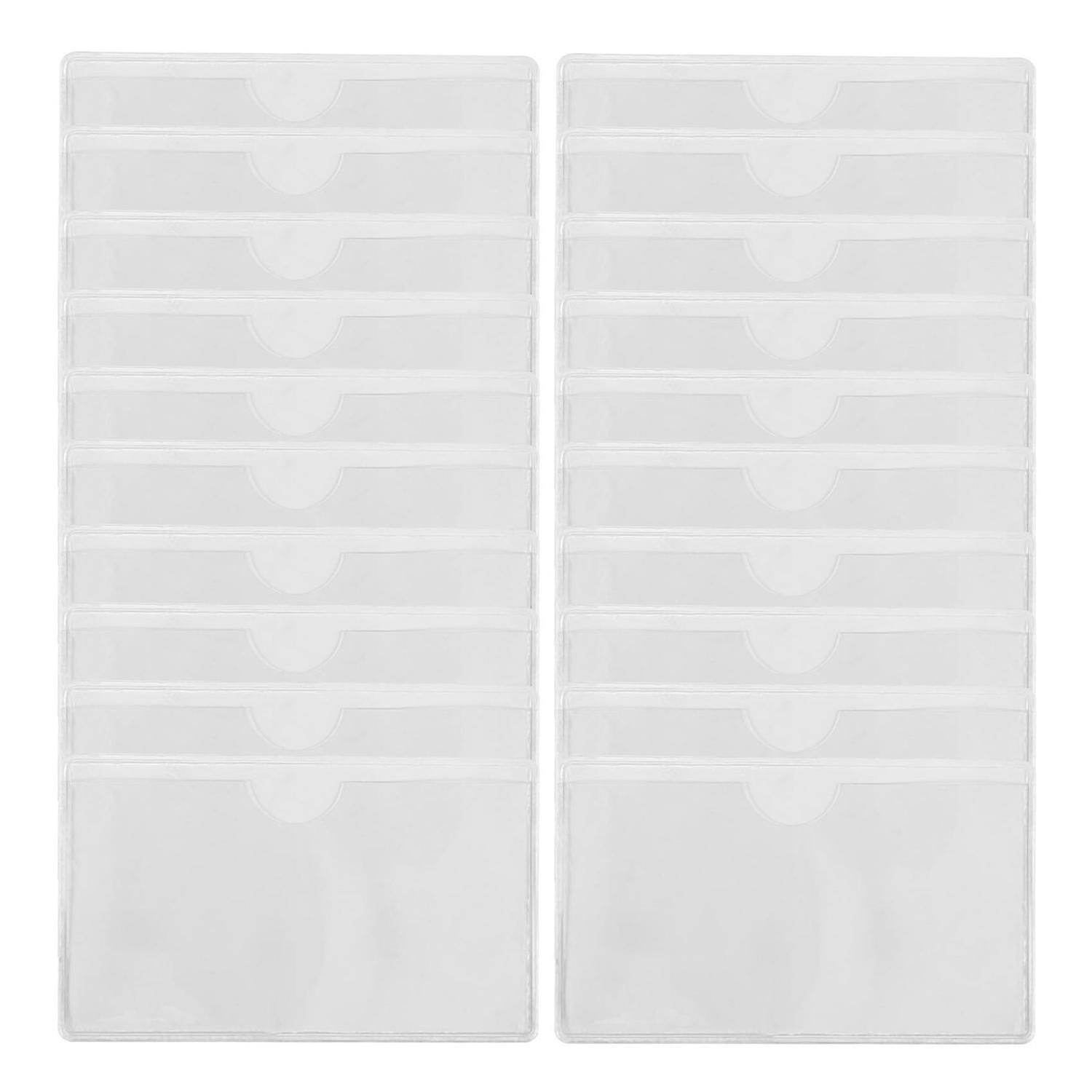 60pcs Self-adhesive Holder Card Pockets Holder Clear Library Card Holders with Top Open for Cards