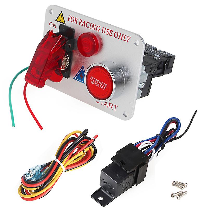 12v Racing Car Engine Start Push Button Ignition Switch Panel Red Led Toggle