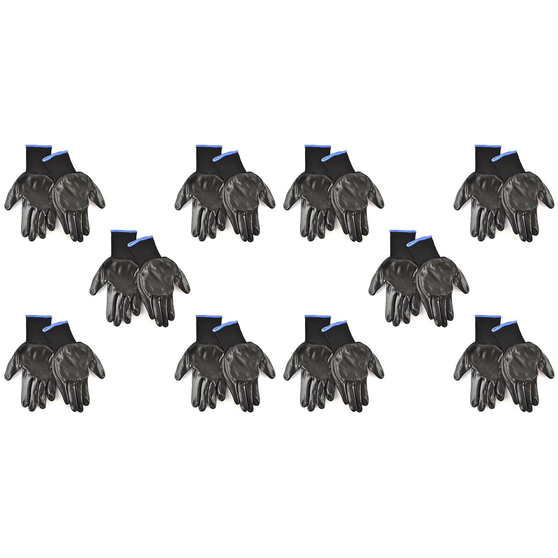 10 Pack 10.5" Nitrile Coated Work Gloves (10 Pairs) Breathable / Improved Grip Blade TE936