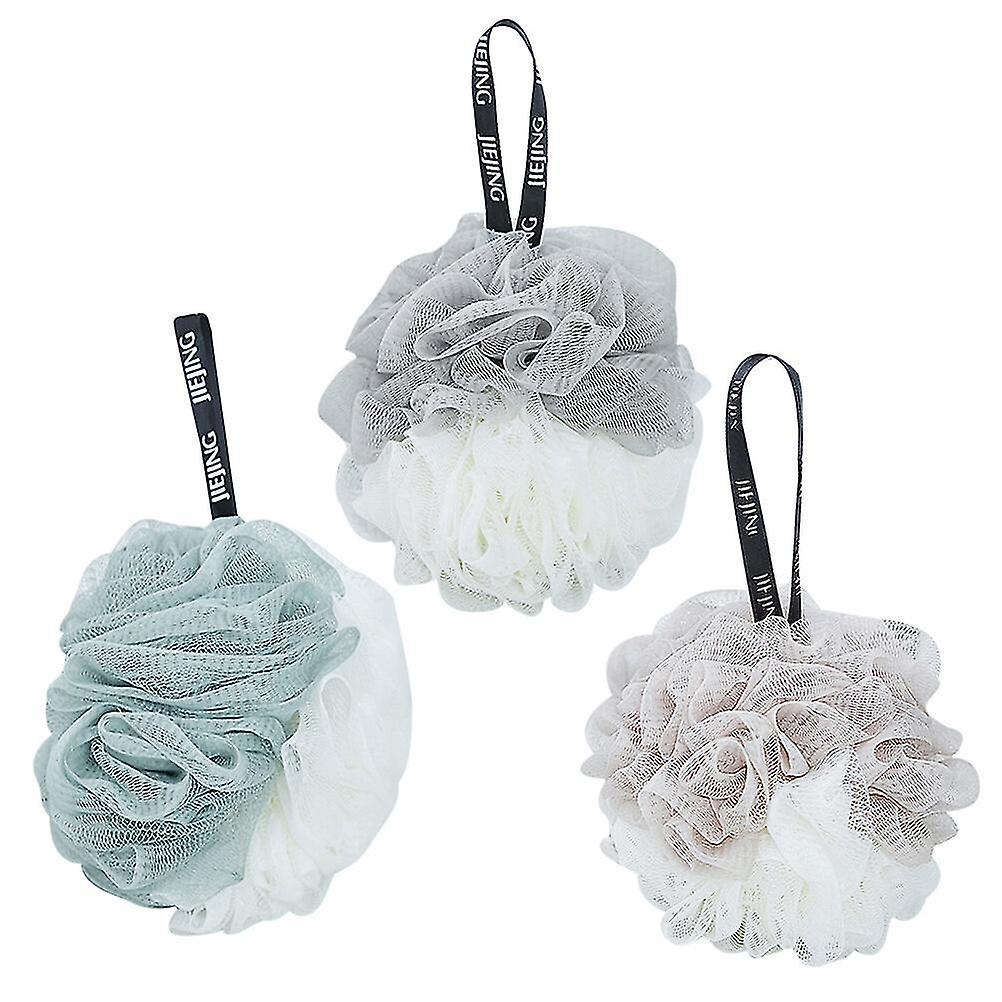 3pcs Bathing Flowes Shower Sponges Bath Balls Mesh Nets Resuable Scrubbers Bath Flowers For Adults (