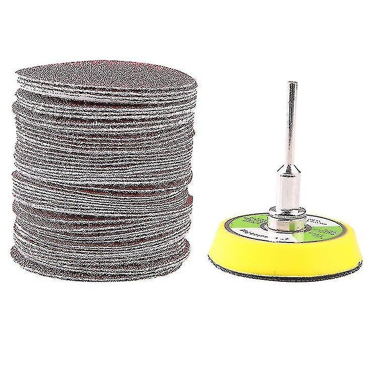 50 Pcs 2 Inch Sanding Disc 60-180 Grit Hook And Loop For Sander Machine With 1 Pc 2 Inch Drill Shan