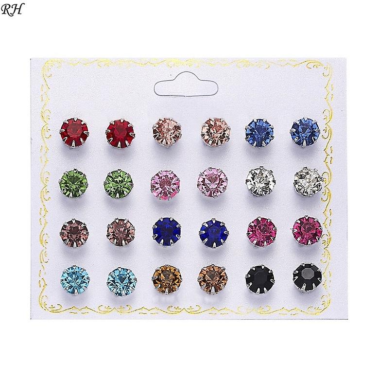 Women earring girl stud ear Drop 12 pairs/set Crystal Simulated Pearl Set Piercing Ball kit Bijouter