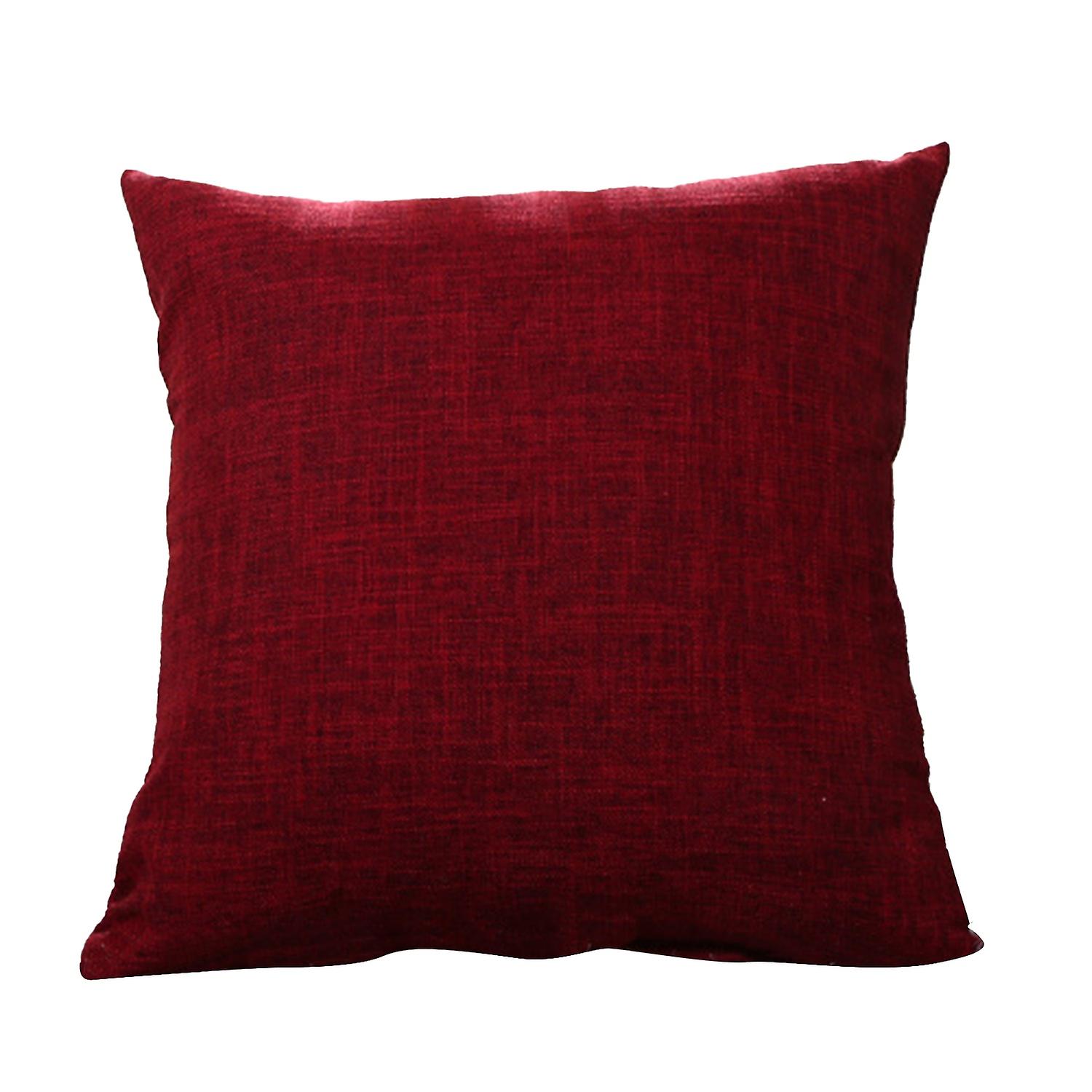 Square Linen Solid Color Soft Pillow Case Sofa Bed Cover Cushion Home Ornament