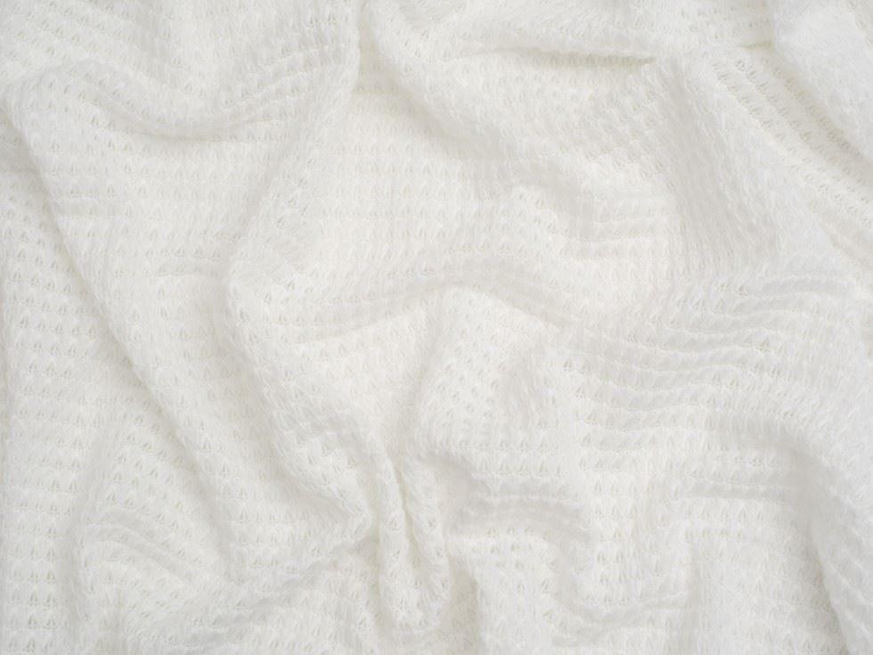 Minerva Core Range Crochet Lace Stretch Sweater Knit Fabric White - per metre