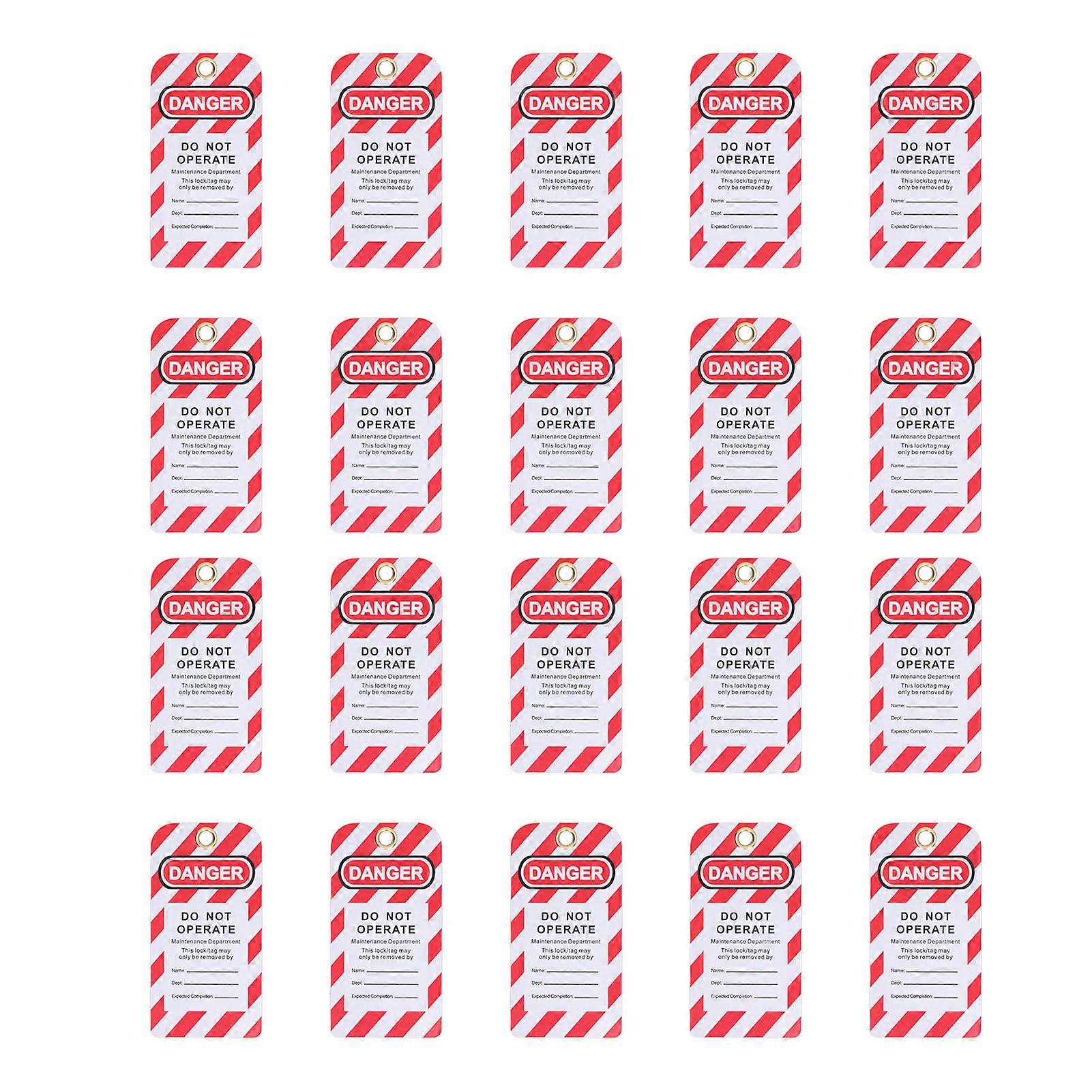 Lockout Tagout Tags, 20Pcs Lockout Tagout Tags Kit PVC Plastic Reusable Engineering Safety Warning Signs Red