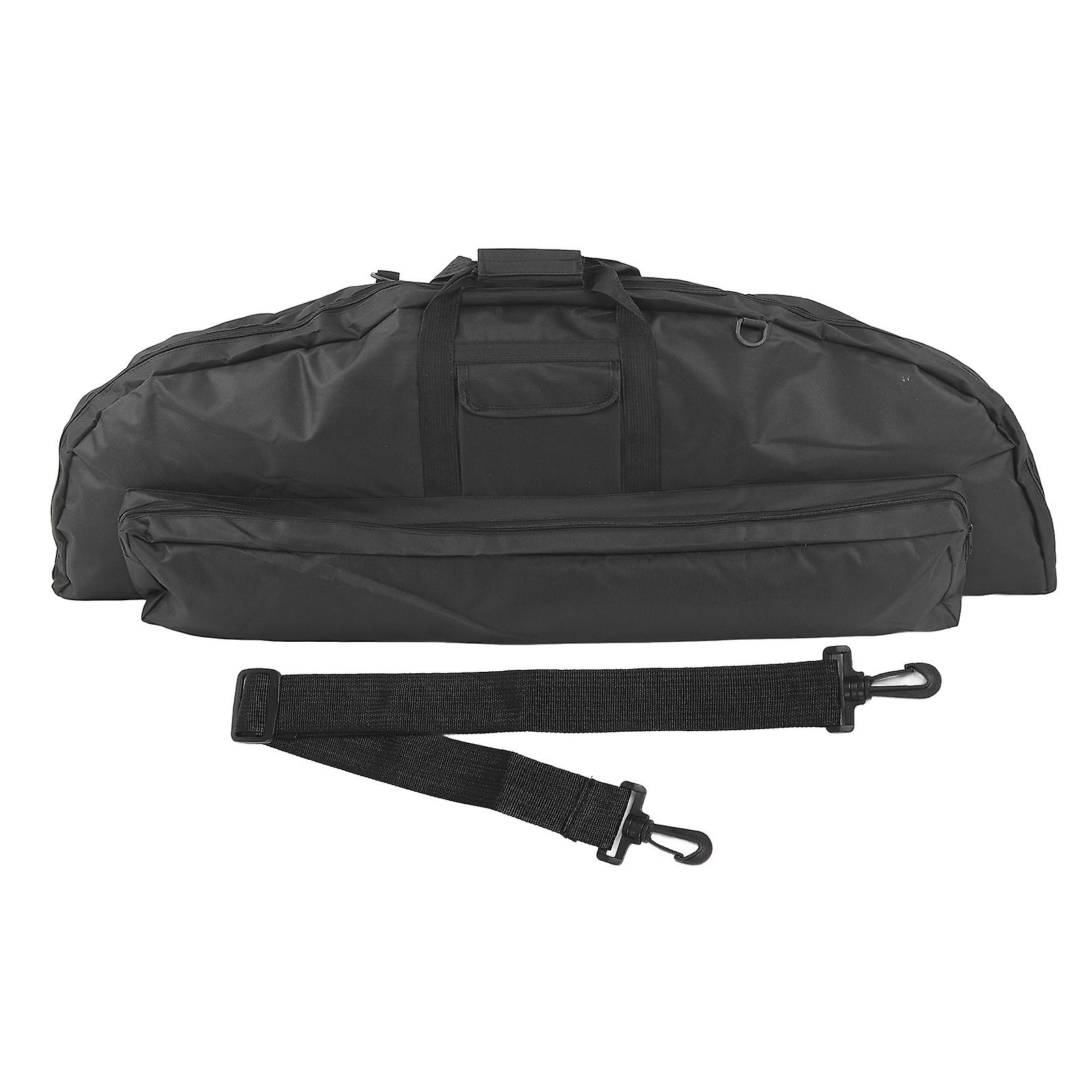 Compound Bow Bag Canvas Large Capacity Comfortable Grip Portable Bow Bag with Arrow Pocket for Outdoor 115cm Black