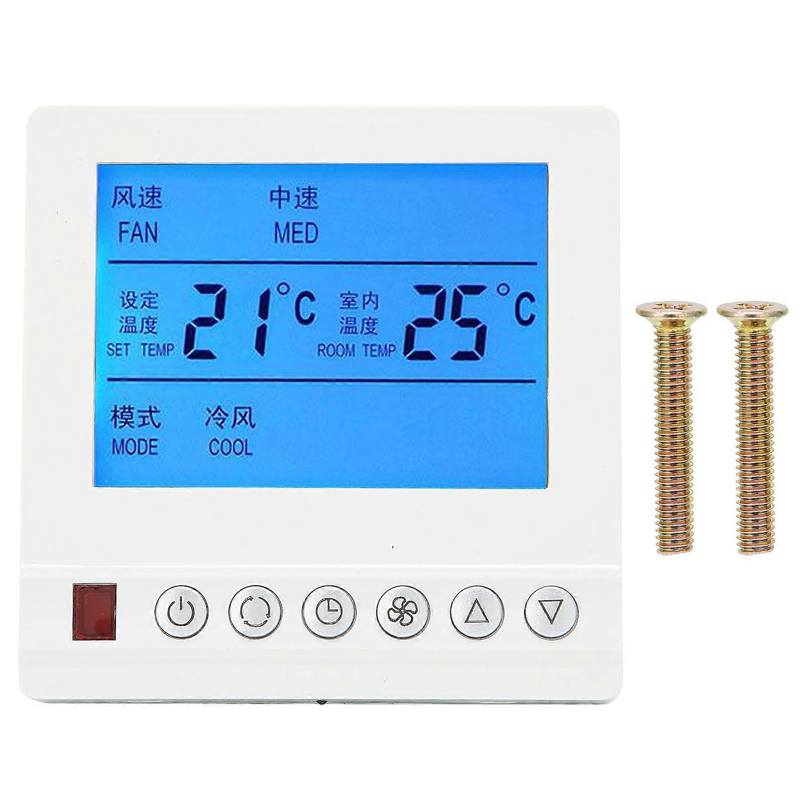 AC220V Smart Thermostat for Central Air Conditioning, Water Temperature Control Threespeed Switch, Indoor Digital Temperature Controller