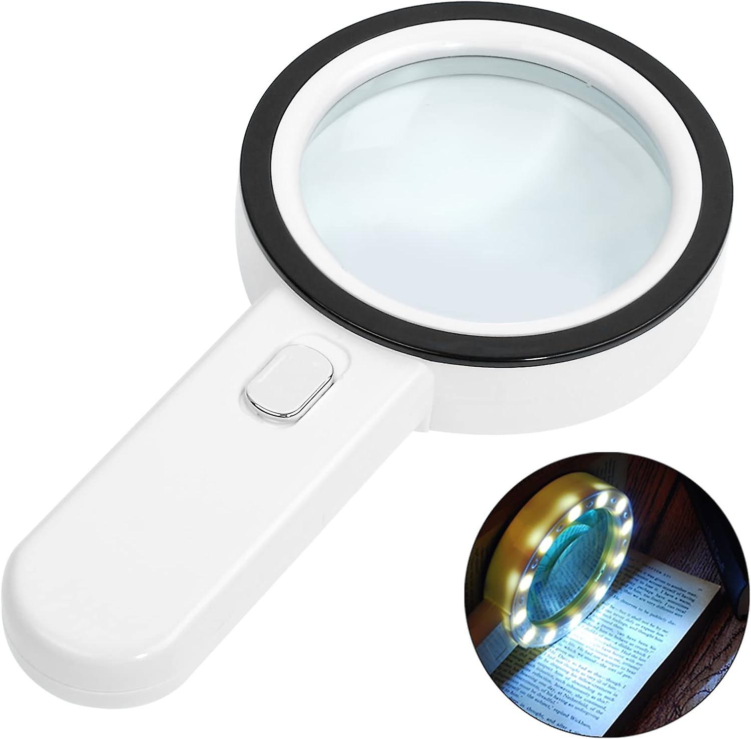 Lighted Reading Magnifier, 30X Magnifier with 12 LED Light, Handheld Magnifying Magnifier, Illuminated Magnifier for Reading, Jewelry, Seniors, Visua