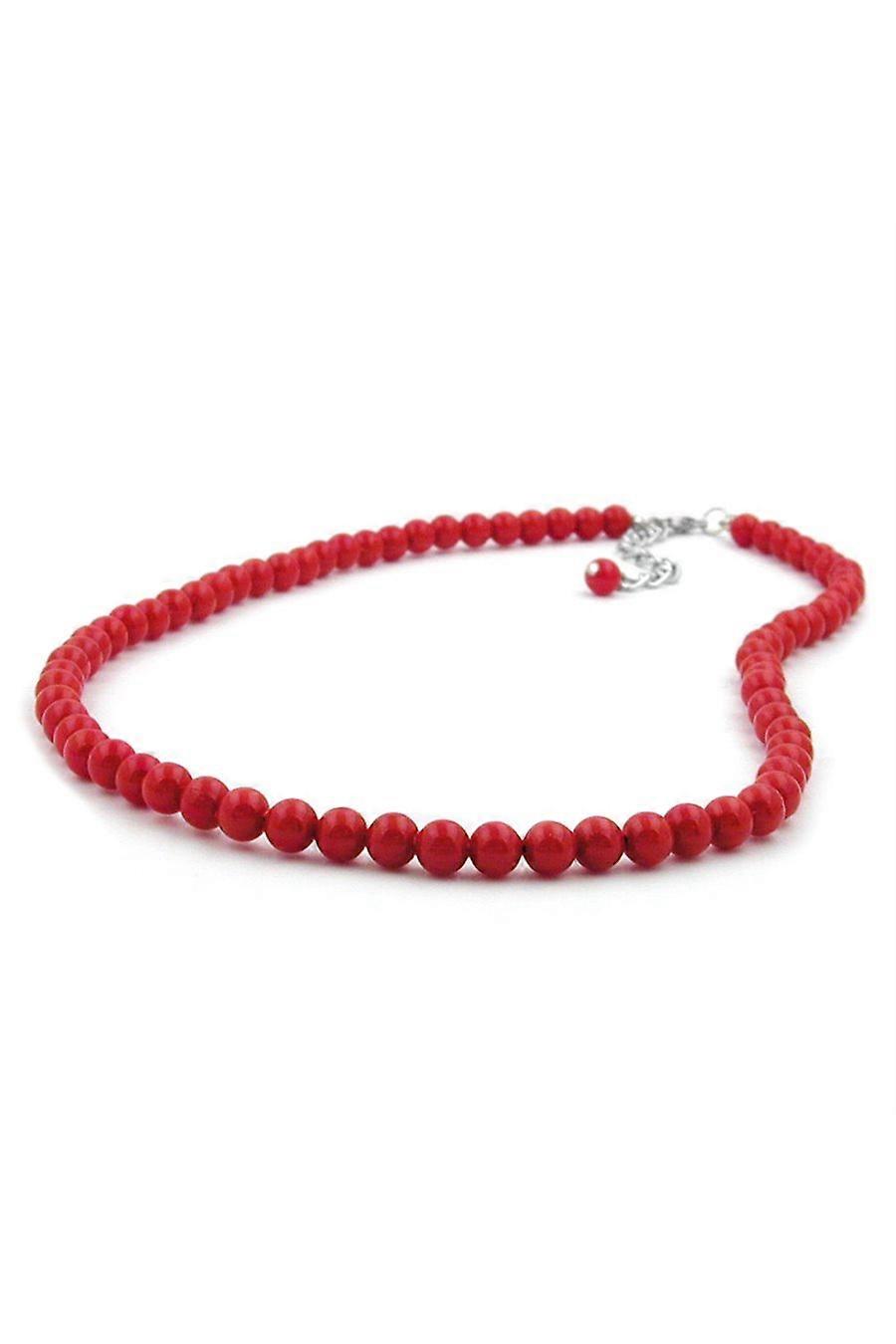 Necklace Red Beads 6mm Glossy - Gl02130