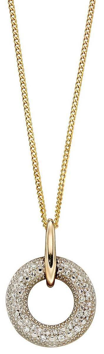 Elements Gold Donut Diamond Pendant - Gold/Clear