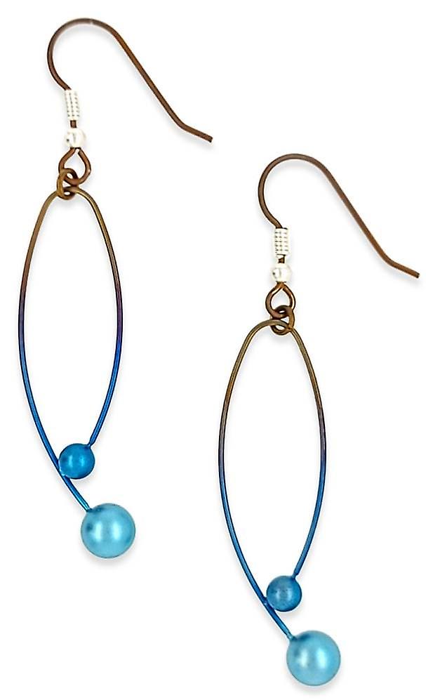 Ti2 Titanium Momentum Drop Earrings - Blue