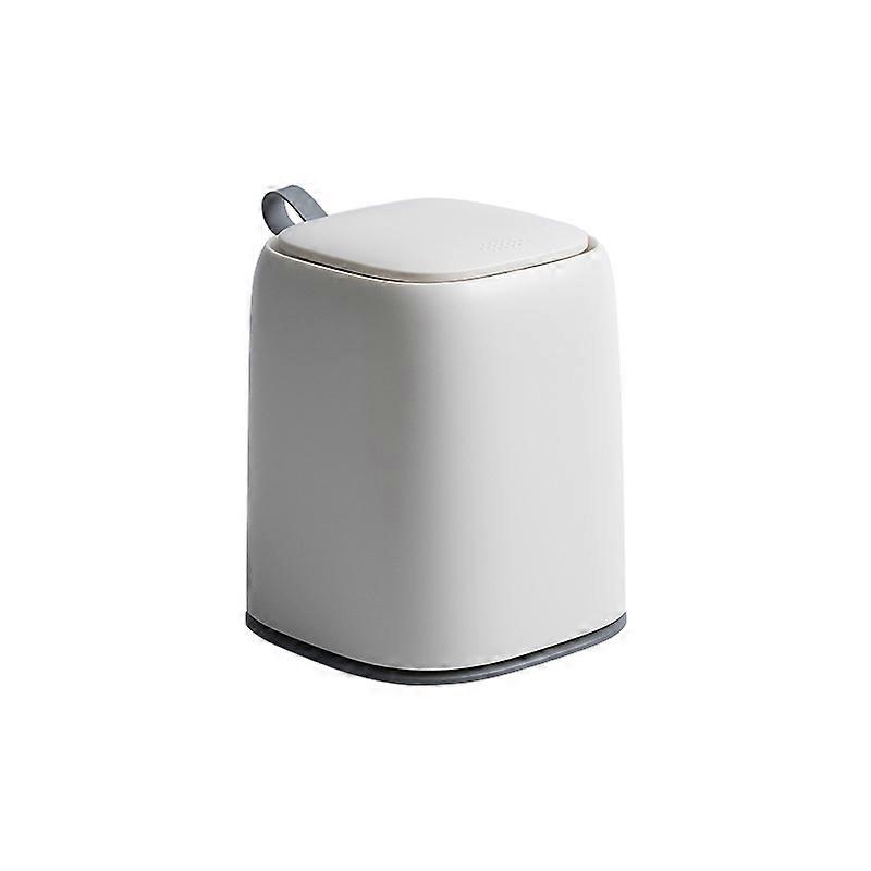 Desktop Trash Can Press Type Mini Garbage Can With Cover For Office Dressing Table White