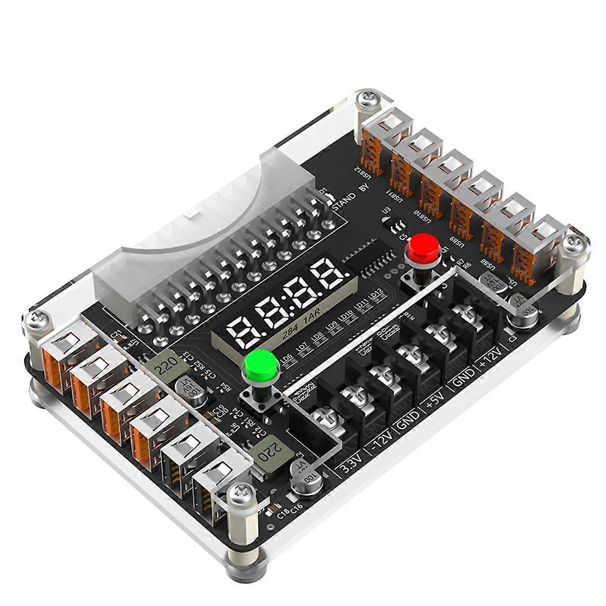 ATX Power Supply Breakout Board and Case Kit with 3.3V, 5V, 12V,-12V Output Voltage and 12 Ports USB, 3A Maximum Output