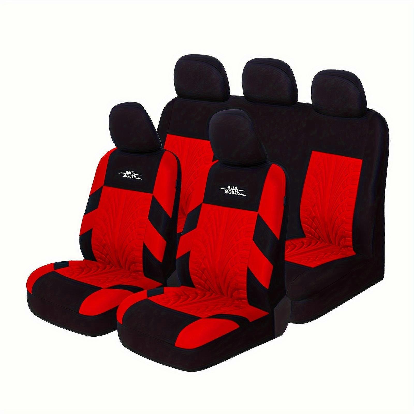 Car Seat Covers Full Set, Front & Split Rear Bench for Car, 3D Tyre Print Automotive Interior Covers, Airbag Compatible, Quick Setup Universal Fit Sea