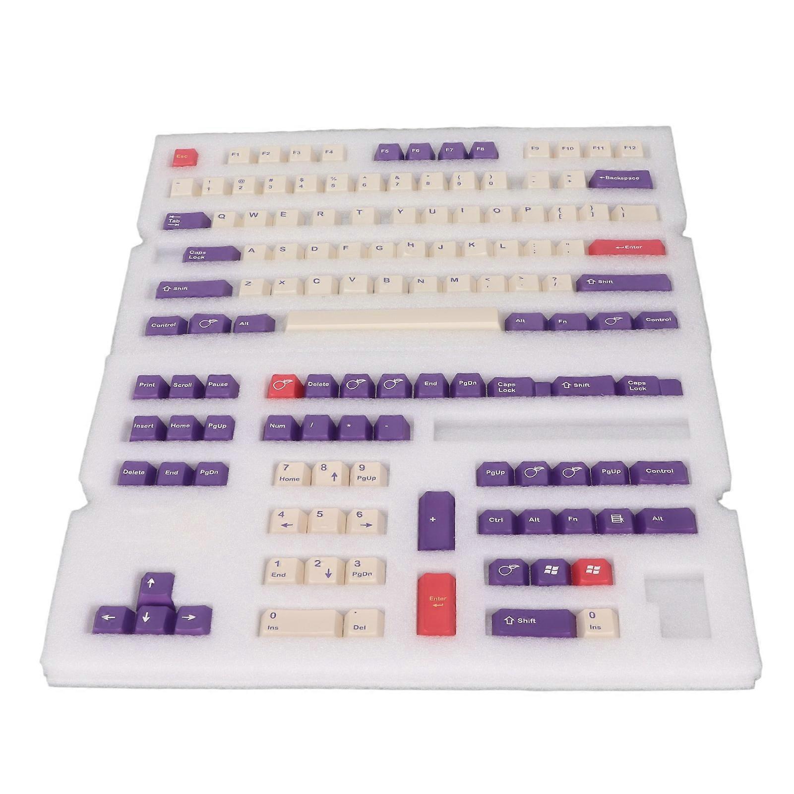 PBT Keycaps 128 Keys Vivid Colors Fadeless Durable PBT Easy Installation Mechanical Keyboard Keycaps Plum
