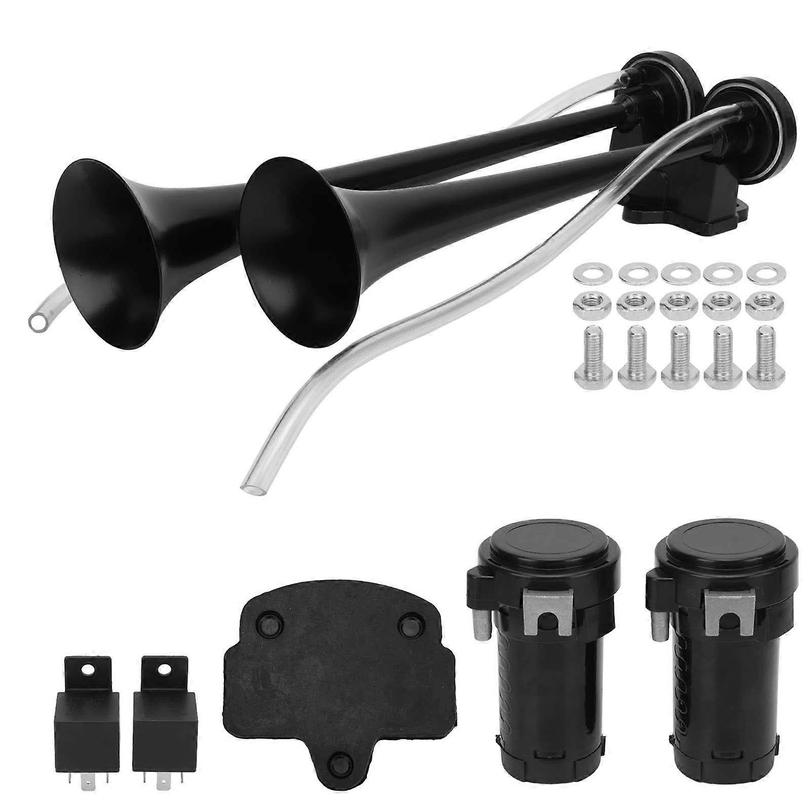 130dB Dual Trumpet Loud Air Horn with Compressor for Trucks Club Cars Yachts Mine Carts YEMAA