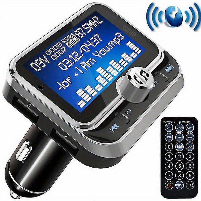 1.8inch Screen Car BT FM Transmitter Wireless Radio Adapter Handsfree Music Player Car Kit with Remote Controller Phone yyds