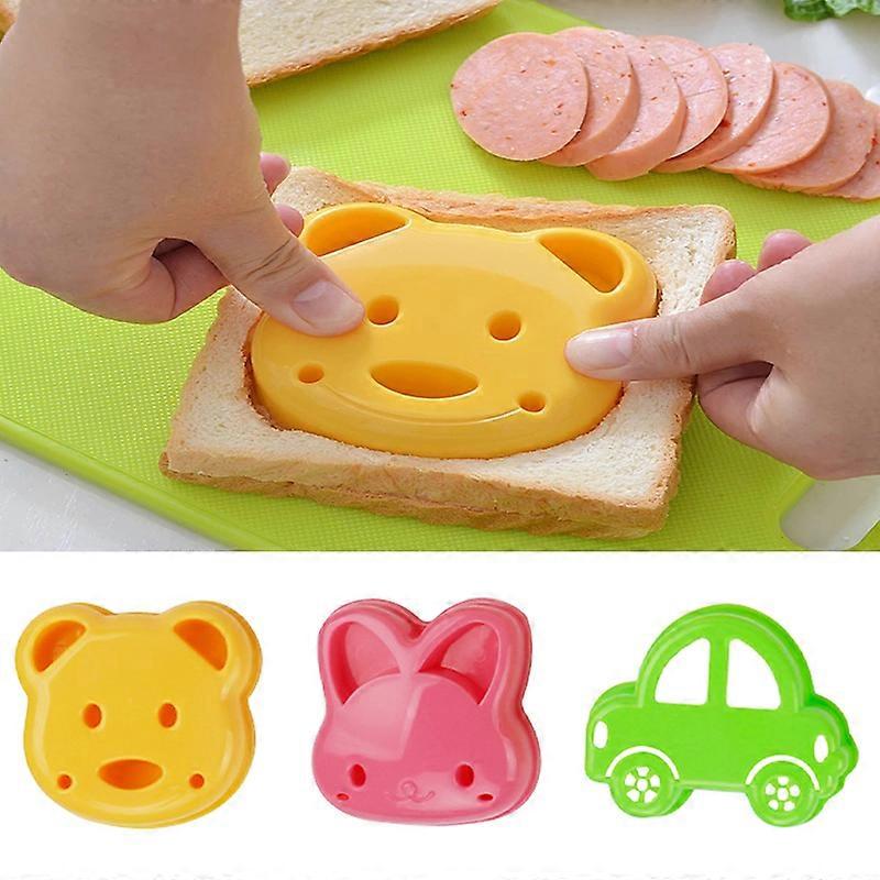 3pcs Sandwich Mould Bear Cat Rabbit Car Shaped Bread Mold Cake Biscuit