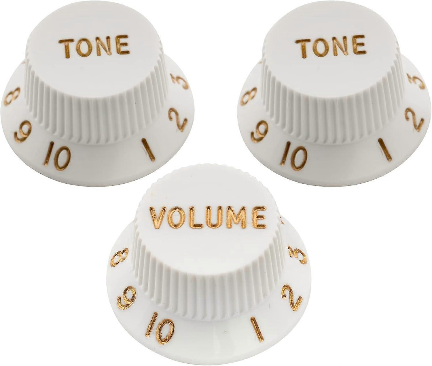 Ultra Universal Fitting Size Strat Knobs 2 Tone 1 Volume Set för Fender Stratocaster ST Style Elgitarr, Vit