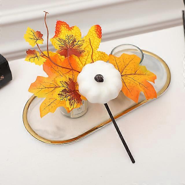 Halloween Pumpkin Maple Leaf Wreath Inserting Sign Simulated Pumpkin Pinecone Halloween Autumn Harvest Festival Party Decor