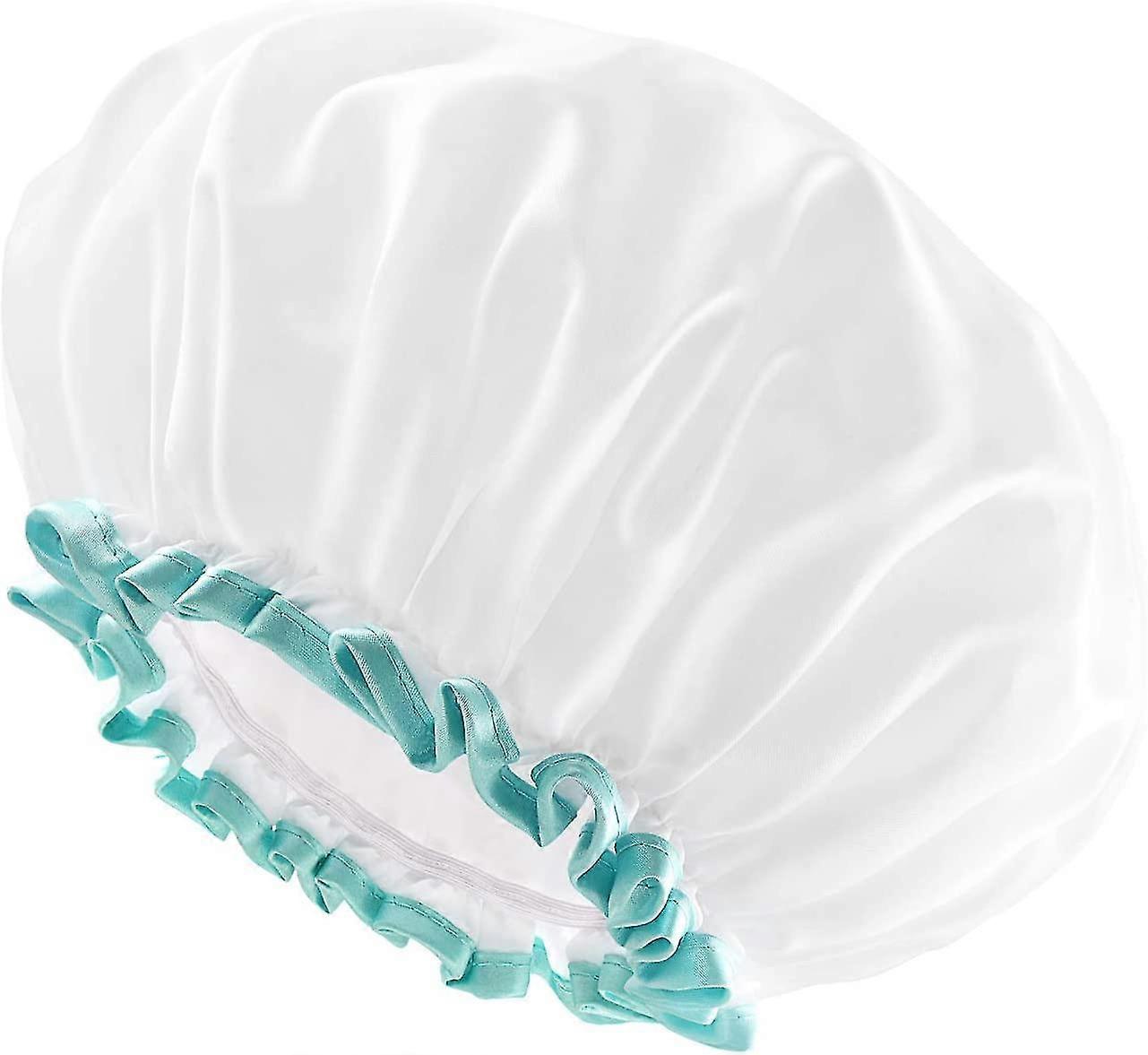 White Women's Mildewproof And Waterproof Water-proof Shower Cap