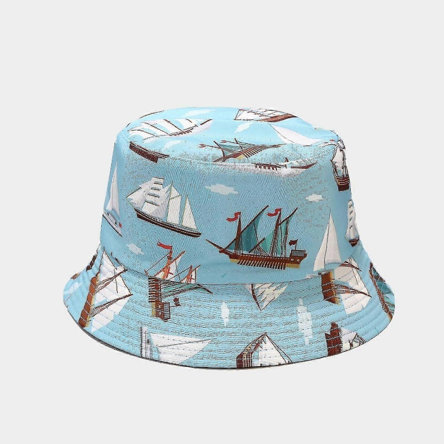 Packable Reversible Sea Animals Printed Fisherman Bucket Sun Hat, Many Patterns